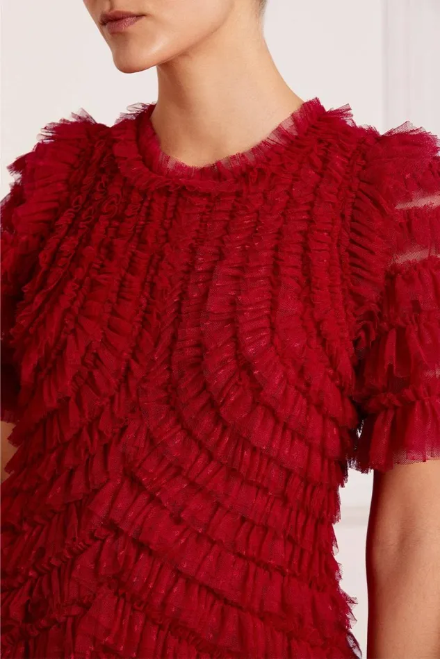 Women Exclusives Needle and Thread Willow Ruffle Gown Red