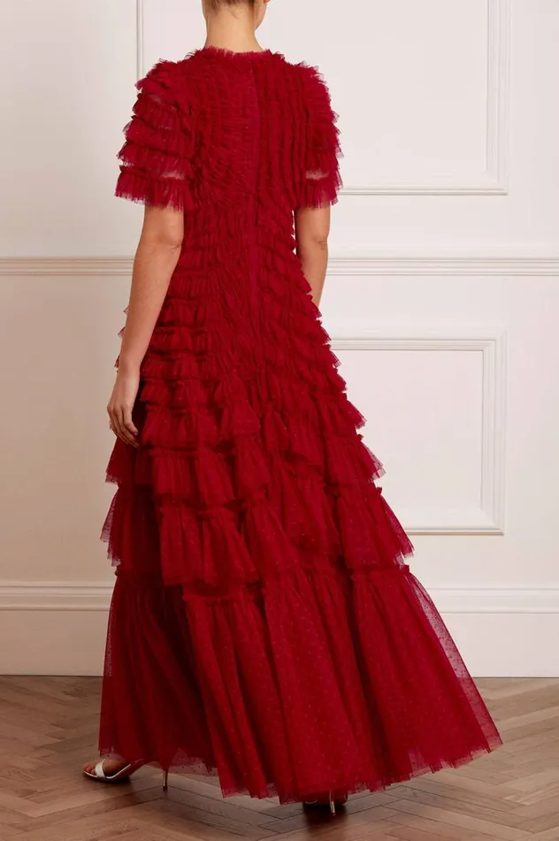 Women Exclusives Needle and Thread Willow Ruffle Gown Red