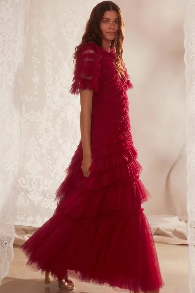 Women Exclusives Needle and Thread Willow Ruffle Gown Red