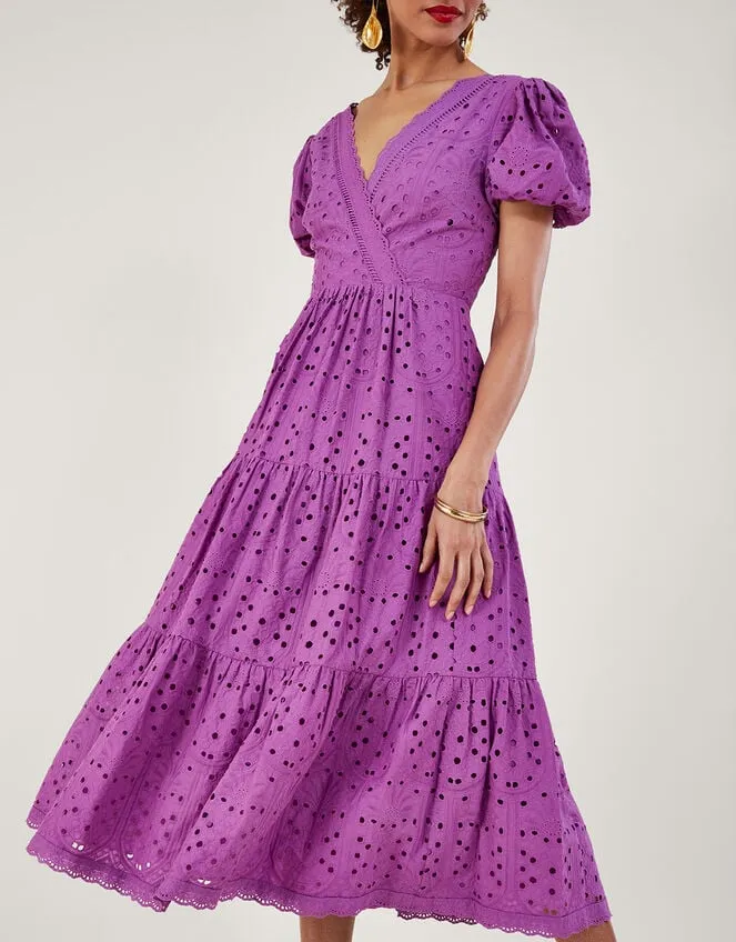 Women Fabiola Broderie Dress Purple Monsoon Occasionwear