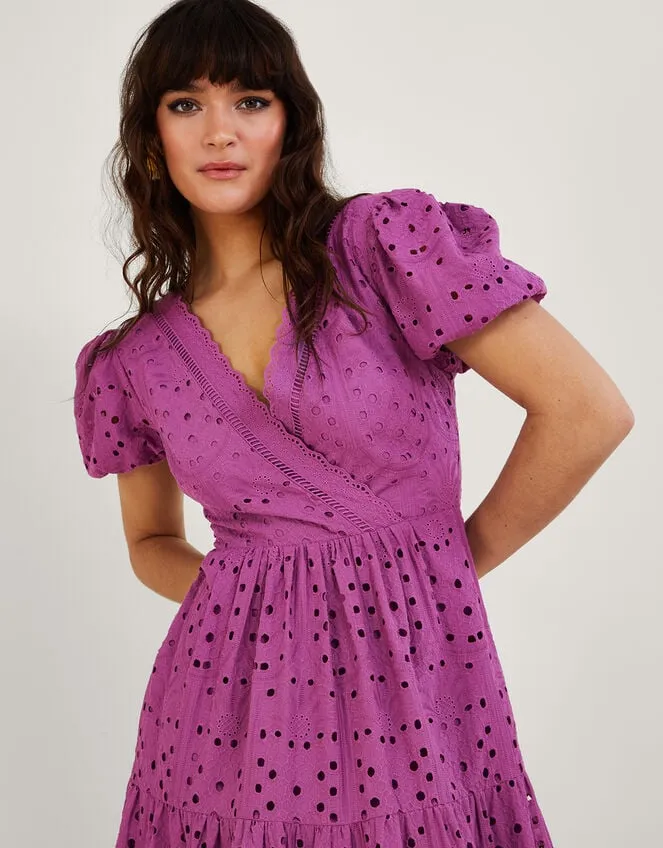 Women Fabiola Broderie Dress Purple Monsoon Occasionwear