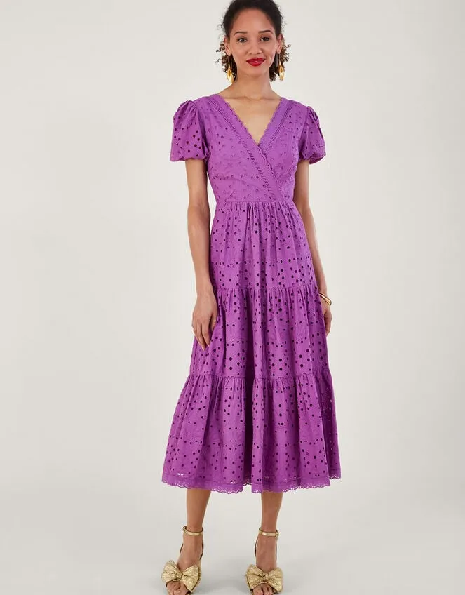 Women Fabiola Broderie Dress Purple Monsoon Occasionwear