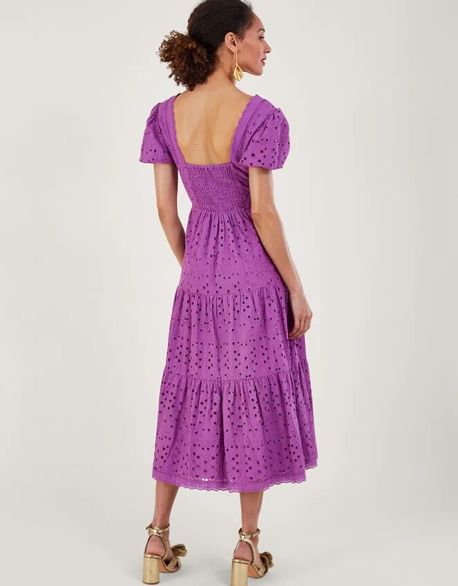 Women Fabiola Broderie Dress Purple Monsoon Occasionwear