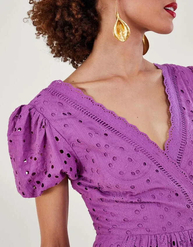 Women Fabiola Broderie Dress Purple Monsoon Occasionwear