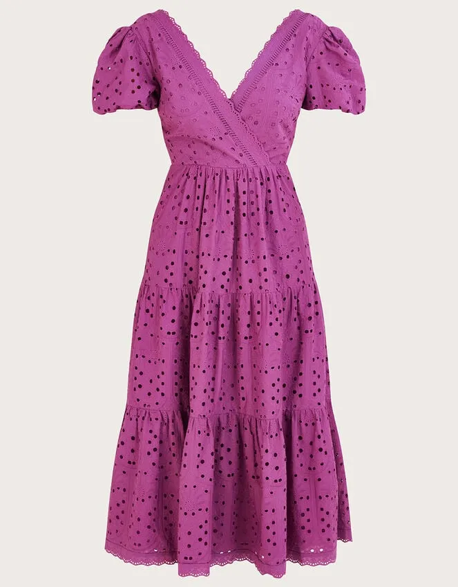 Women Fabiola Broderie Dress Purple Monsoon Occasionwear