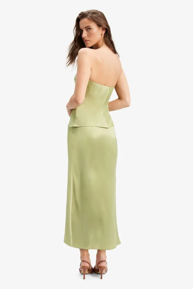 Women Fashion Tops Bardot Casette Strapless Satin Top In Applegreen Applegreen Women Fashion Tops Bardot Casette Strapless Satin Top In Applegreen Applegreen