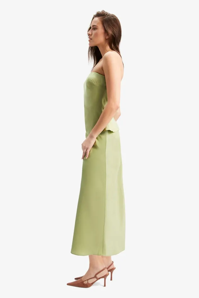 Women Fashion Tops Bardot Casette Strapless Satin Top In Applegreen Applegreen Women Fashion Tops Bardot Casette Strapless Satin Top In Applegreen Applegreen