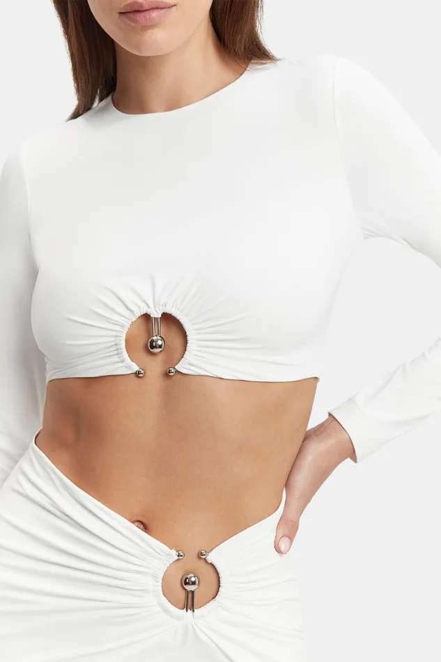 Women Fashion Tops Bardot Neve Long Sleeve Knit Top In Orchid White Orchid White