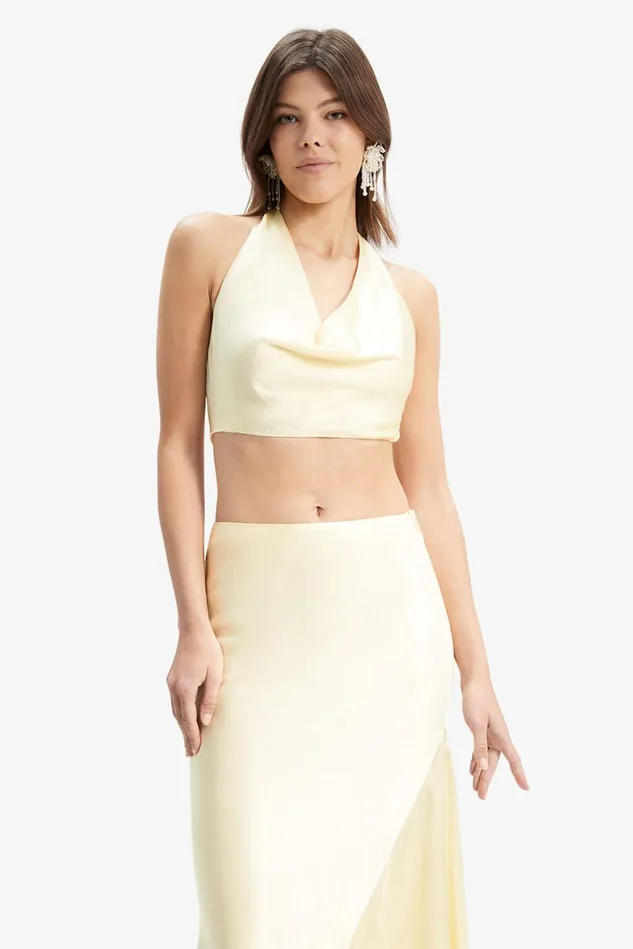 Women Fashion Tops Bardot Pepito Cowl Neck Top In Canary Yellow Canary Yellow