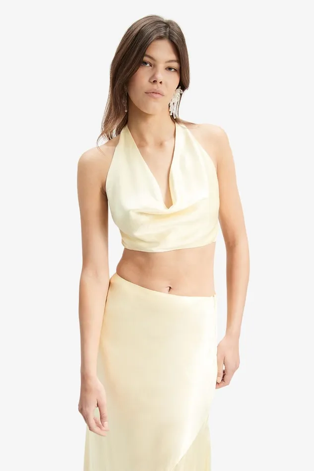 Women Fashion Tops Bardot Pepito Cowl Neck Top In Canary Yellow Canary Yellow