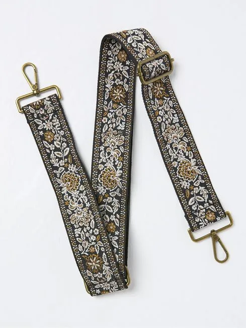 Women Fatface Bags and Wallets Black Wide Ornate Bag Strap Women Fatface Bags and Wallets Black Wide Ornate Bag Strap