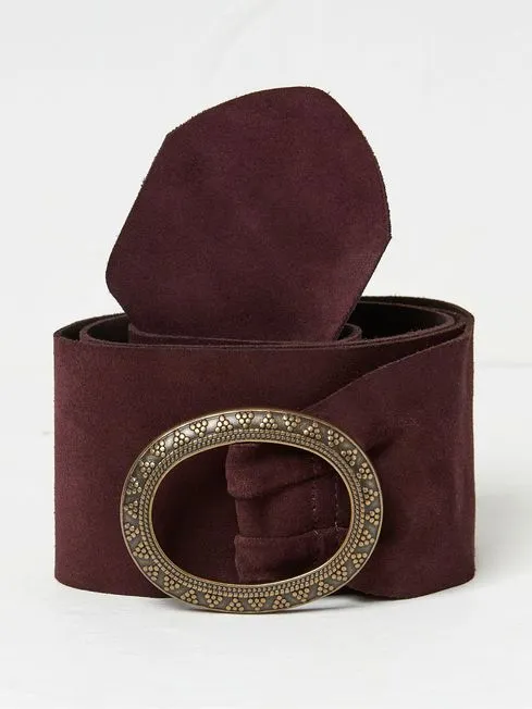 Women Fatface Belts Burgundy Red Soft Wide Waist Belt