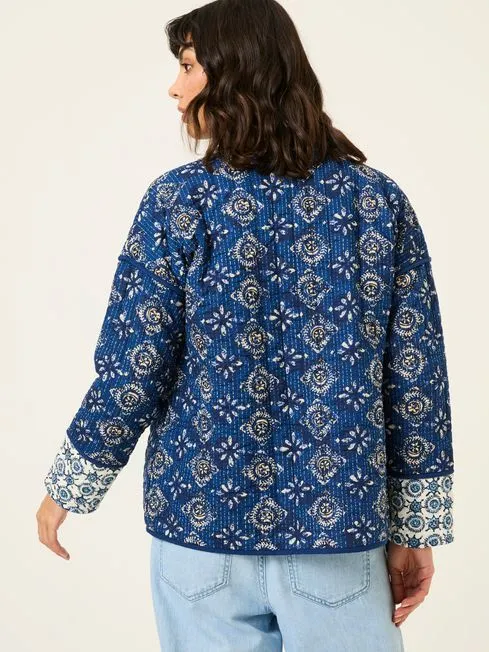Women Fatface Coats and Jackets Kaia Indigo Blue 100 Cotton Tile Geo Quilted Jacket Women Fatface Coats and Jackets Kaia Indigo Blue 100 Cotton Tile Geo Quilted Jacket