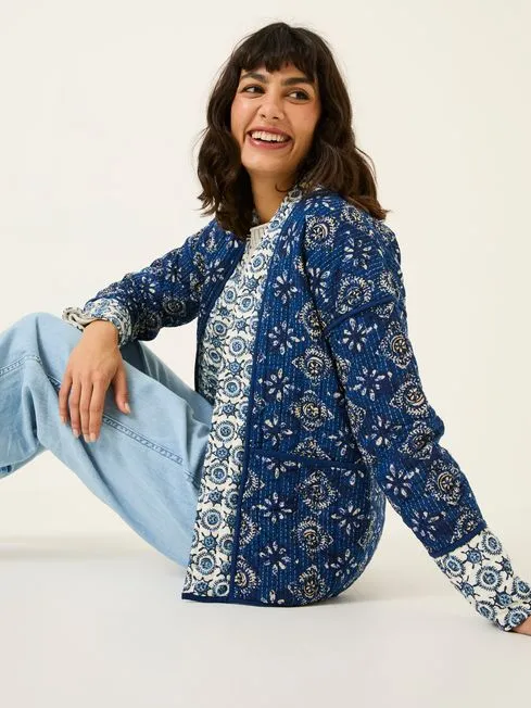 Women Fatface Coats and Jackets Kaia Indigo Blue 100 Cotton Tile Geo Quilted Jacket Women Fatface Coats and Jackets Kaia Indigo Blue 100 Cotton Tile Geo Quilted Jacket