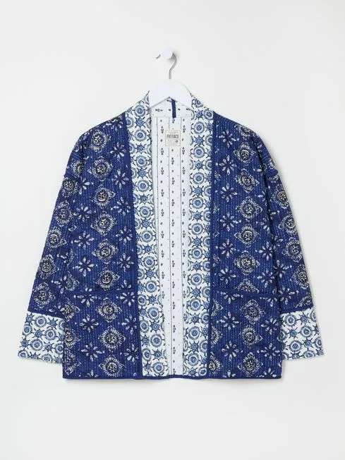 Women Fatface Coats and Jackets Kaia Indigo Blue 100 Cotton Tile Geo Quilted Jacket Women Fatface Coats and Jackets Kaia Indigo Blue 100 Cotton Tile Geo Quilted Jacket