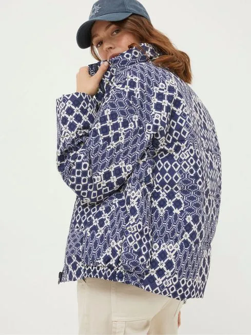 Women Fatface Coats and Jackets Peri Blue Patchwork Puffer Jacket Women Fatface Coats and Jackets Peri Blue Patchwork Puffer Jacket