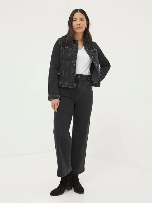 Women Fatface Coats and Jackets Tasha Black Denim Jacket