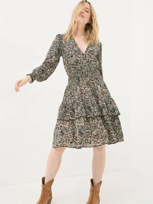 Women Fatface Dresses Amba Cream Wild Paisley Jersey Dress