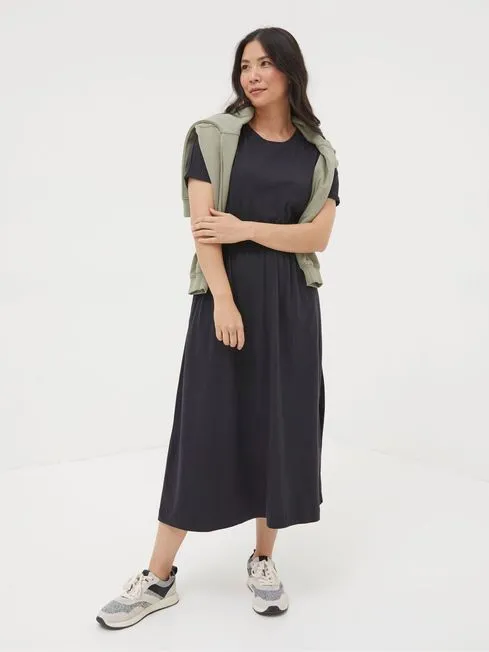 Women Fatface Dresses Black Navi Midi Jersey Dress