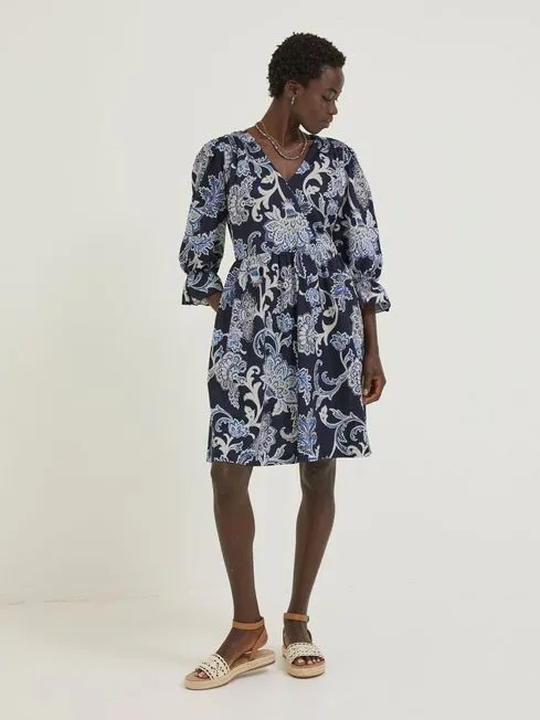 Women Fatface Dresses Blue Maddox Palace Floral Dress Women Fatface Dresses Blue Maddox Palace Floral Dress