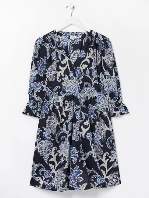 Women Fatface Dresses Blue Maddox Palace Floral Dress Women Fatface Dresses Blue Maddox Palace Floral Dress