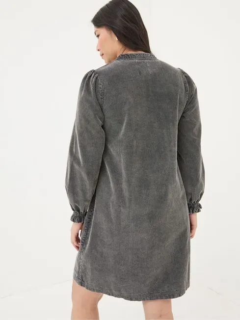 Women Fatface Dresses With Pockets Fran Charcoal Grey Cord Tunic Dress