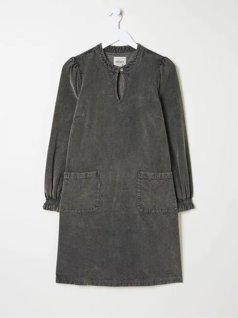 Women Fatface Dresses With Pockets Fran Charcoal Grey Cord Tunic Dress