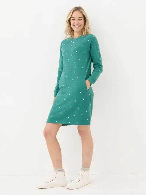 Women Fatface Dresses With Pockets Georgia Green Embroidered Sweat Dress