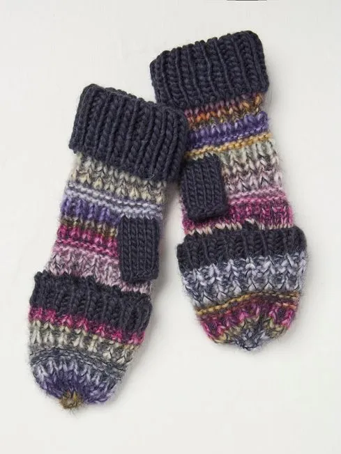 Women Fatface Gloves Navy Spacedye Overflap Gloves