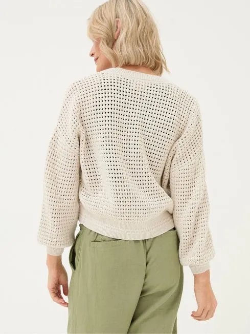 Women Fatface Knitwear Annie Natural Button Through Cardigan Women Fatface Knitwear Annie Natural Button Through Cardigan