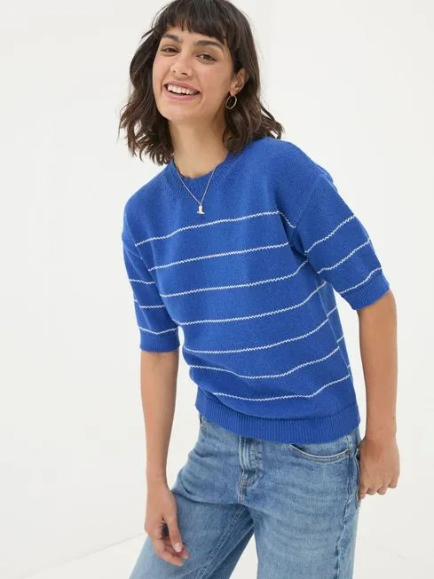 Women Fatface Knitwear Blue Taya Knitted Top