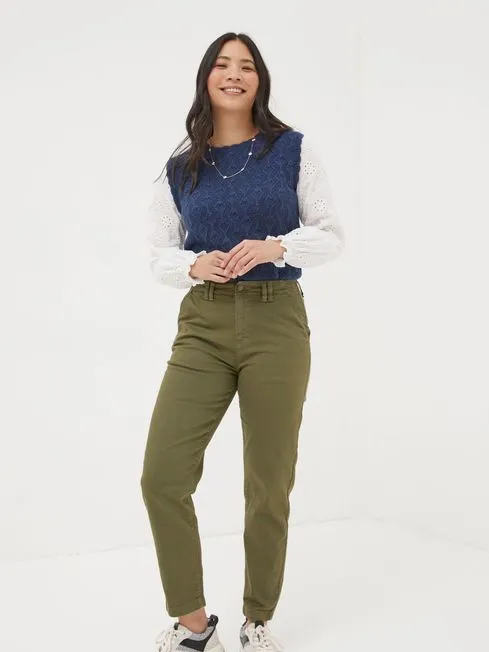 Women Fatface Knitwear Blue Winona 2In1 Knitted Jumper