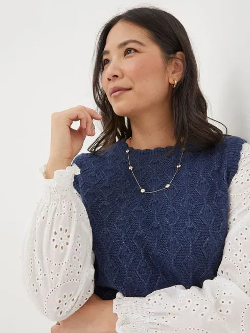 Women Fatface Knitwear Blue Winona 2In1 Knitted Jumper