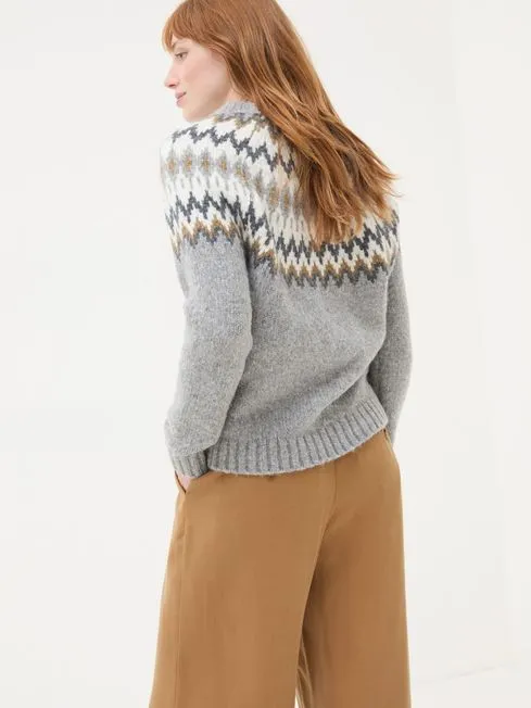 Women Fatface Knitwear Cassie Grey Grey Fair Isle Jumper Women Fatface Knitwear Cassie Grey Grey Fair Isle Jumper
