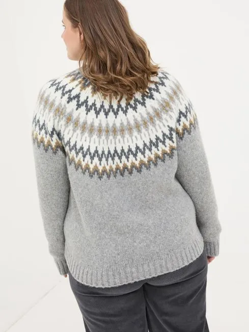 Women Fatface Knitwear Cassie Grey Grey Fair Isle Jumper Women Fatface Knitwear Cassie Grey Grey Fair Isle Jumper