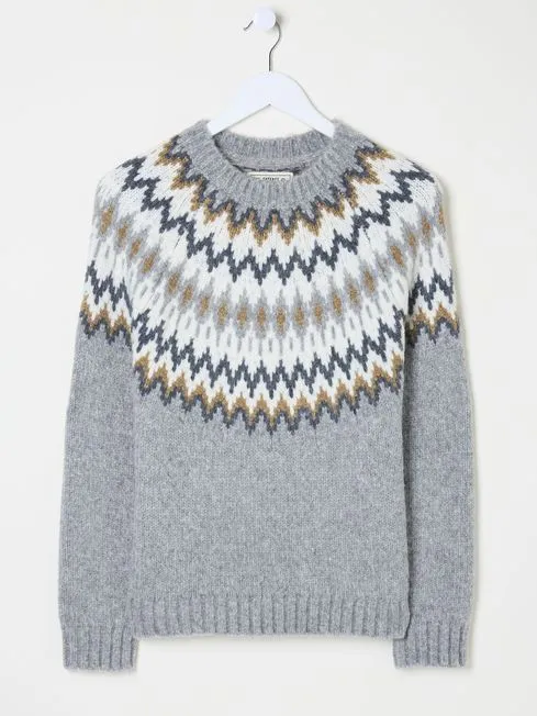 Women Fatface Knitwear Cassie Grey Grey Fair Isle Jumper Women Fatface Knitwear Cassie Grey Grey Fair Isle Jumper