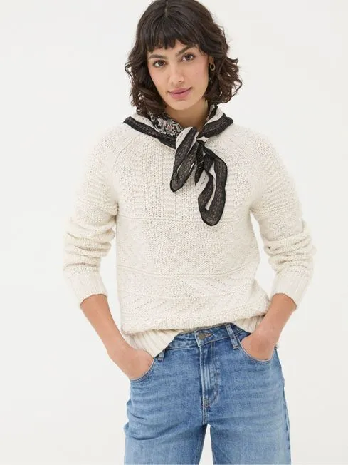 Women Fatface Knitwear Cream Texture Cable Jumper