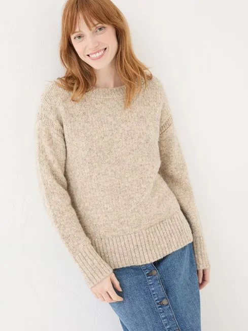 Women Fatface Knitwear Gold Etta Sparkle Jumper