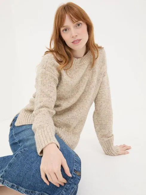 Women Fatface Knitwear Gold Etta Sparkle Jumper