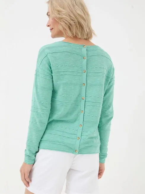 Women Fatface Knitwear Isabelle Green Cotton Linen Jumper
