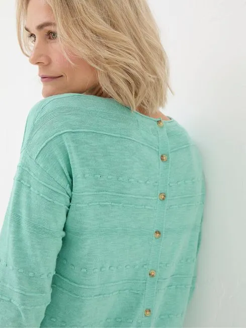 Women Fatface Knitwear Isabelle Green Cotton Linen Jumper