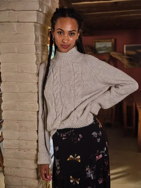 Women Fatface Knitwear Ivory Cali Cable Jumper