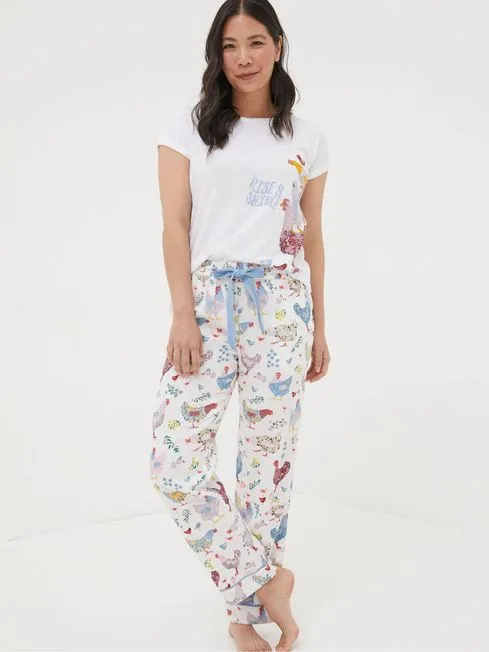 Women Fatface Loungewear Hetti Multi Hen Trousers