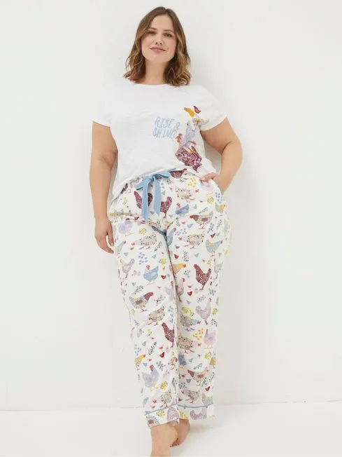 Women Fatface Loungewear Hetti Multi Hen Trousers