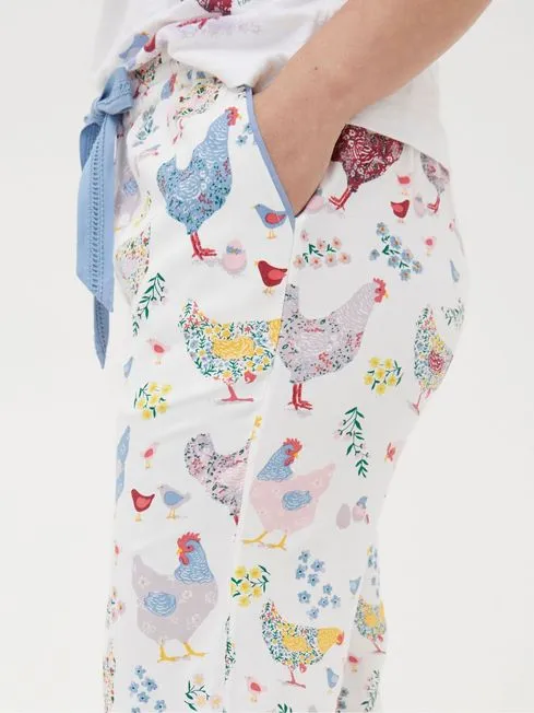 Women Fatface Loungewear Hetti Multi Hen Trousers