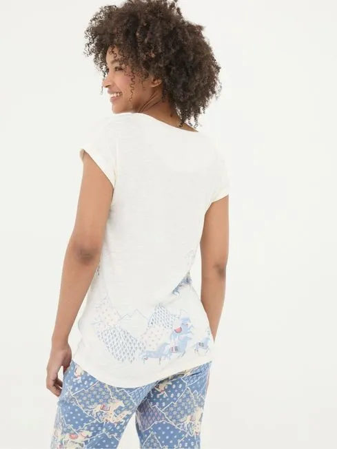 Women Fatface Loungewear Horse Print Cream Graphic Pyjama Top Women Fatface Loungewear Horse Print Cream Graphic Pyjama Top