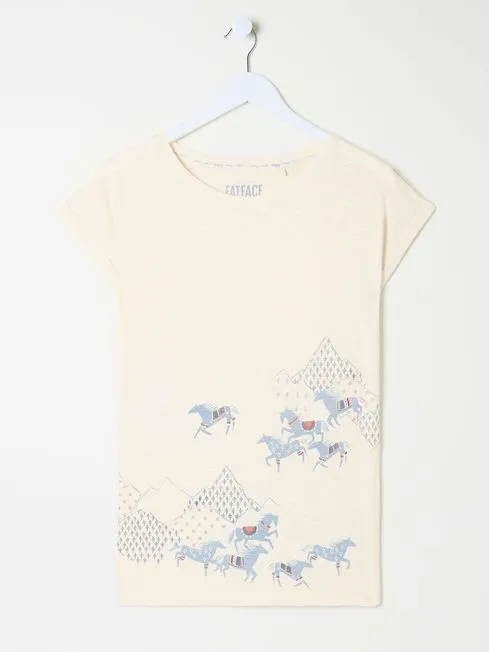 Women Fatface Loungewear Horse Print Cream Graphic Pyjama Top Women Fatface Loungewear Horse Print Cream Graphic Pyjama Top