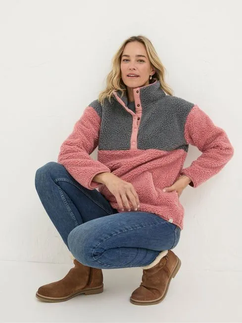 Women Fatface Loungewear Multi Colourblock Half Neck Fleece Women Fatface Loungewear Multi Colourblock Half Neck Fleece