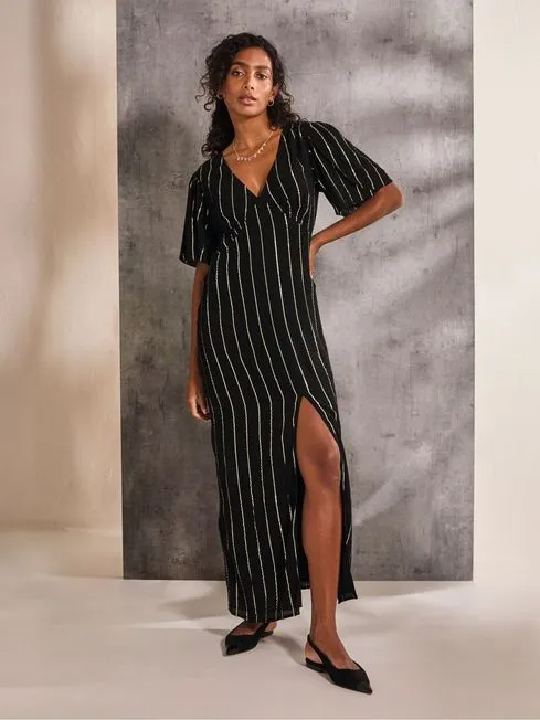 Women Fatface Maxi Dresses Iris Black Metallic Maxi Dress
