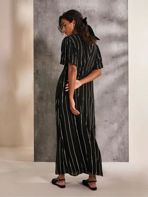 Women Fatface Maxi Dresses Iris Black Metallic Maxi Dress